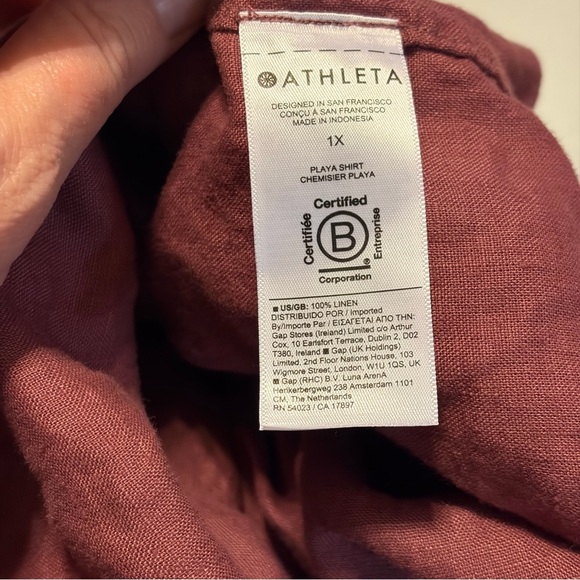 Athleta Playa Shirt Linen Button Down Top 1X Rust Brick Red - Picture 3 of 7